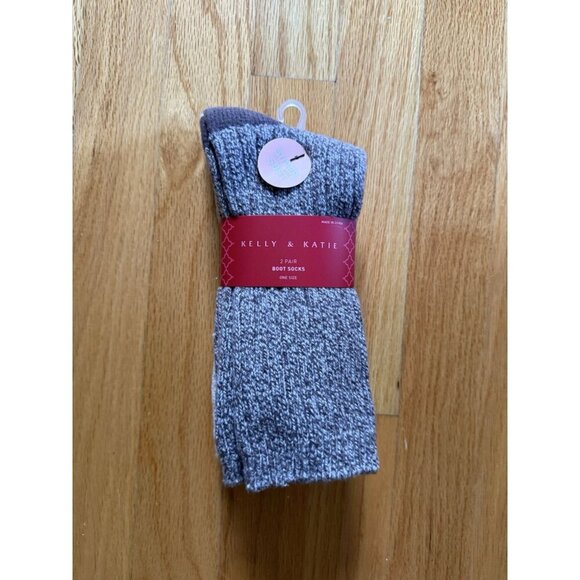 Kelly & Katie 2 Pack Boot Socks Gray/Tan Super Soft One Size NWT - Picture 1 of 4